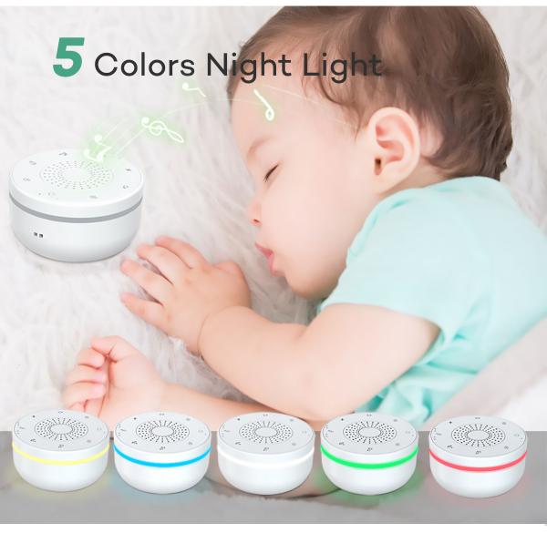 Portable White Noise Machine with Night Light 30 Sounds Rechargeable