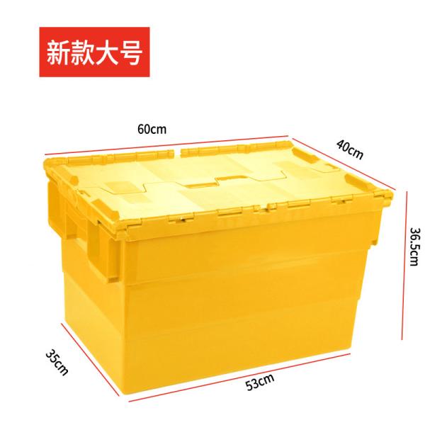 Heavy Duty Plastic Moving Boxes Attached Lid Containers Industrial Folding Tote Box For Warehouse Nestable Moving Crates Stackable Storage Attached Lid Tote Plastic Storage Bins With Lids