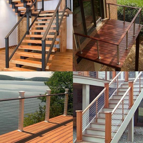 Outdoor or Indoor Black Cable Railing Kit Swing Tensioner and Terminal for Wood Metal Post Stairs