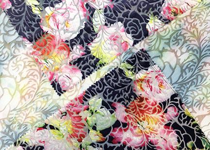 2 Tone Burnt Out Micro Velvet Fabric For Lady'S Dress Pink Rose 190GSM 94% Polyester