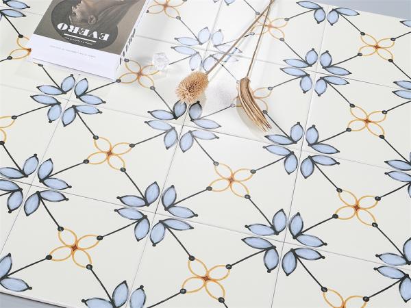 Stunning Beige And Blue 20x20cm Firebrick Interior Wall Floret Tiles For Balcony And Bedroom 4 styles