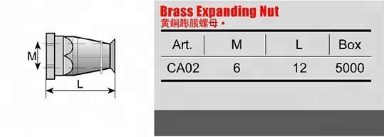 Furniture Mini Fix M6 Threaded Wood Brass Insert Nut with 12mm Length and Thread Type