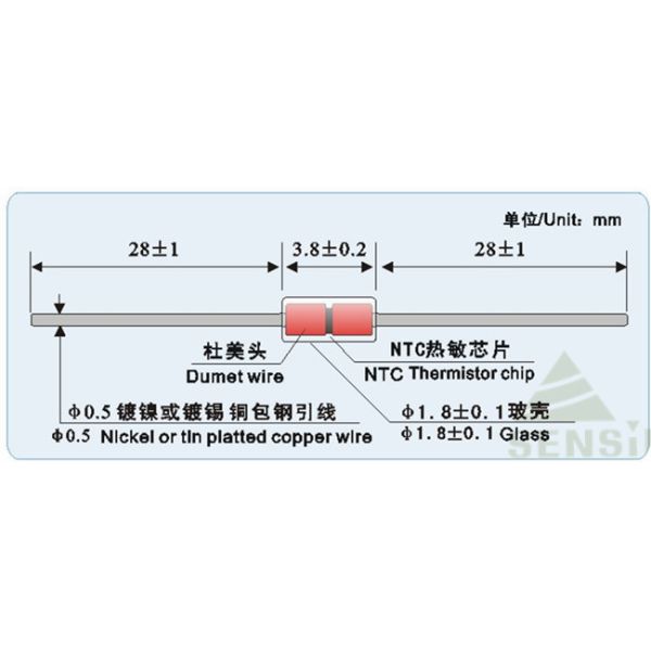Термистор стеклянной бусины NTC стабильности Bendable в различные формы для многократного использования