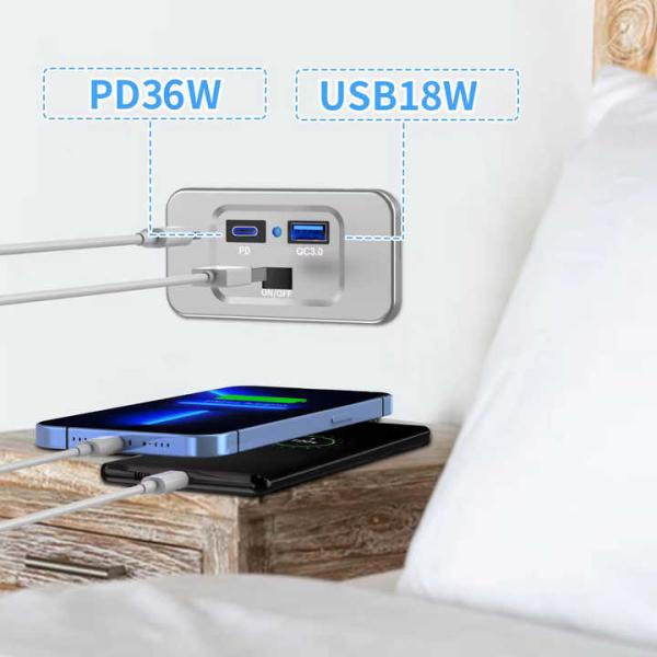 QC3.0 PD3.0 RV USB C Charging Outlet 12V 24V Switch Indicator Fast Charging