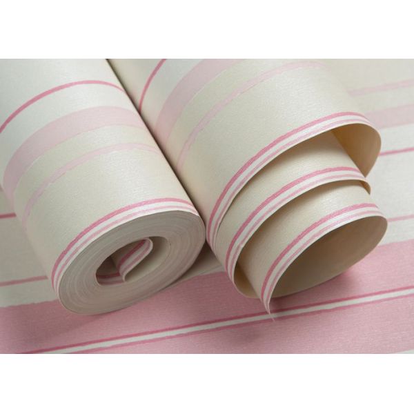 Lovely Embossed Kids Bedroom Wallpaper , Colorful Childrens Striped Wallpaper