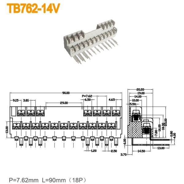 Блок 7.62mm барьера разъема винта PCB терминальный 9.52mm для силы инвертора