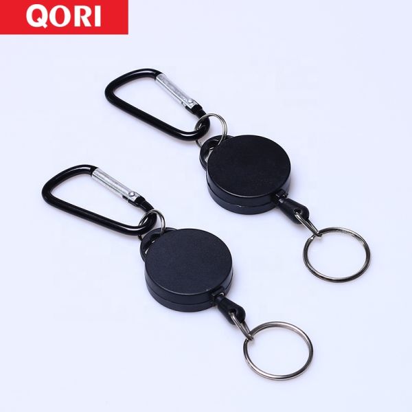 Deyi Badge ReelRetractable Keychain Heavy Duty Carabiner Badge Holder Tactical ID Coated Steel