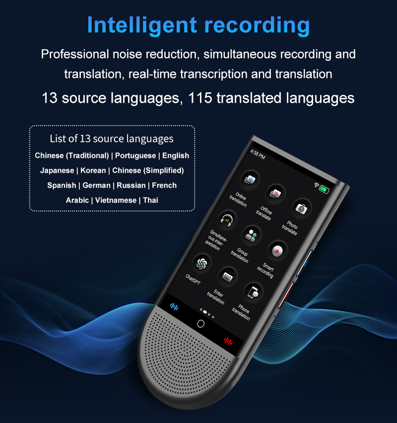 4G Simcard 2 Way Voice Translator Real Time Language Translation Device 148 Languages