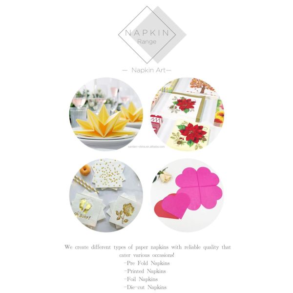 Customized Size 25X25cm Wedding Flower Personalized Printed Paper Napkins Serviettes