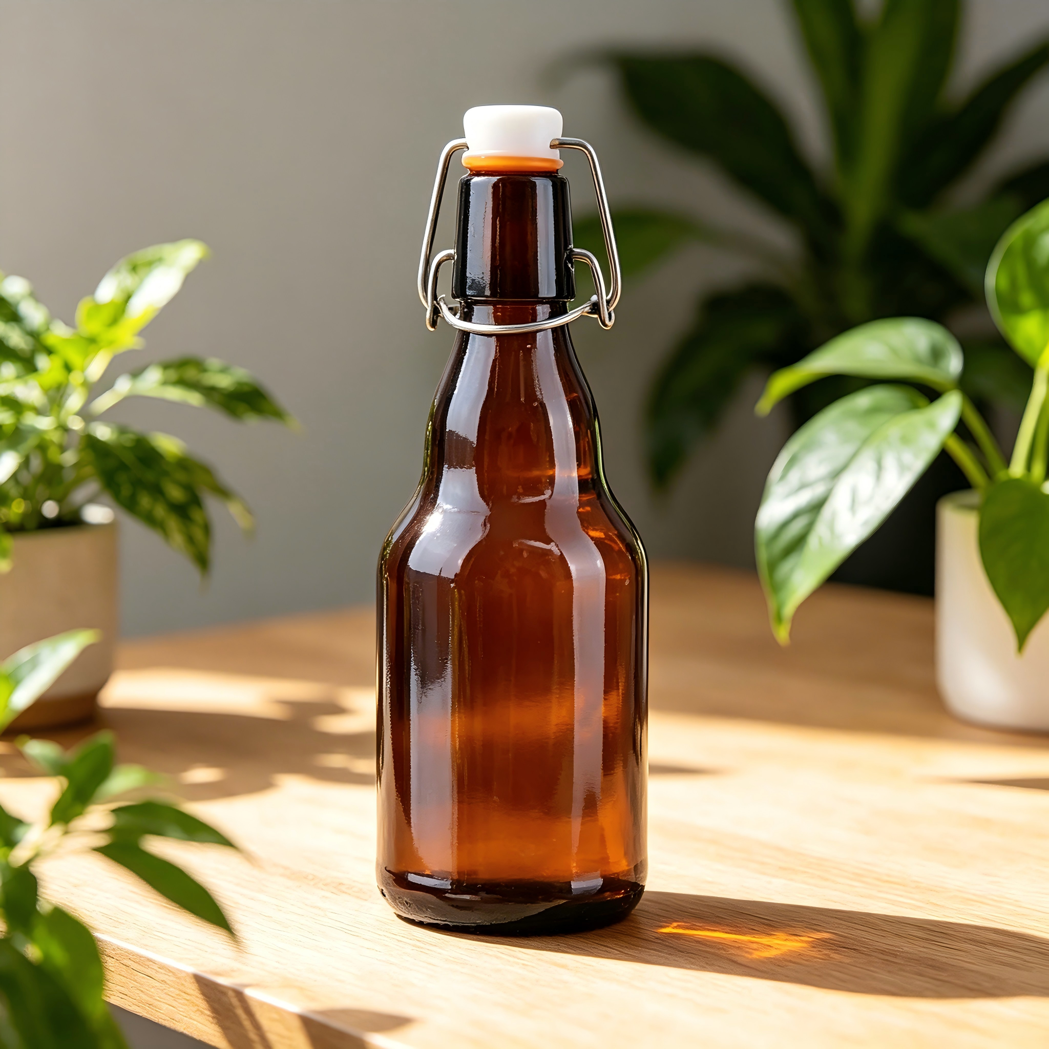 Amber Flint Beer 12 Oz Glass Bottles With Swing Top For Craft Brew 310g CY-306