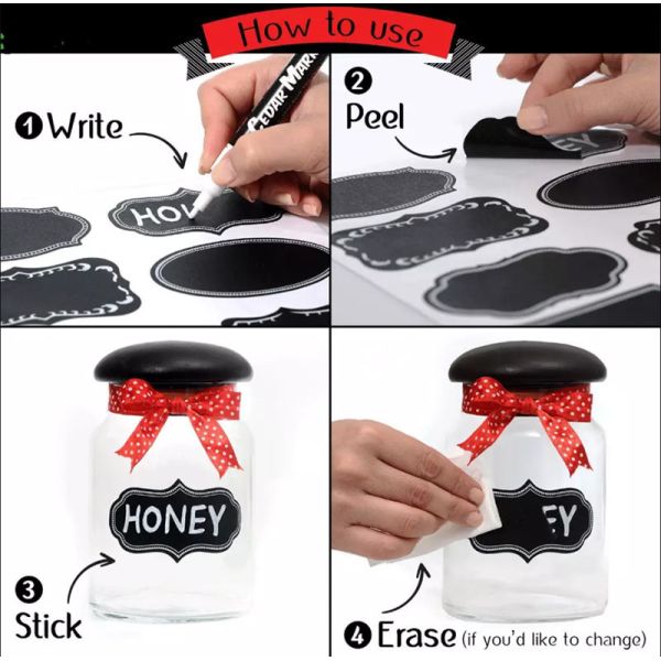 Small Reusable Black Chalkboard Stickers Food Storage Label odm