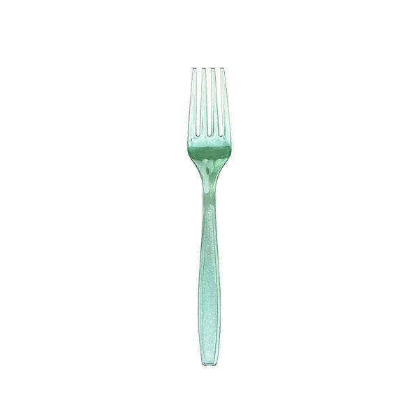 100pcs/box Heavy Duty Disposable Forks Clear Green Plastic Silverware for Production