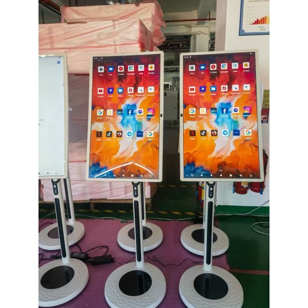 Touch Screen Kiosk 32 Inch Smart Tvs Wireless Moving Portable Android Chargeable Televisions Touch Screen Lcd Smart Mobile Mini Tv Display