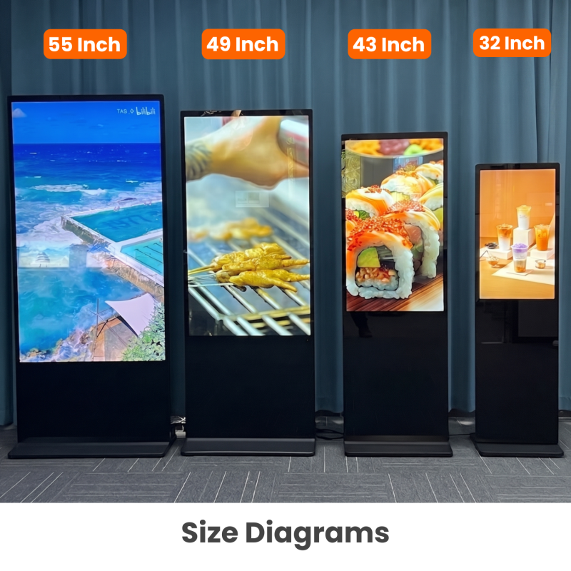 Customized Floor Standing Digital Signage with 8GB/16GB Storage and 1920x1080 Resolution for Indoor Use