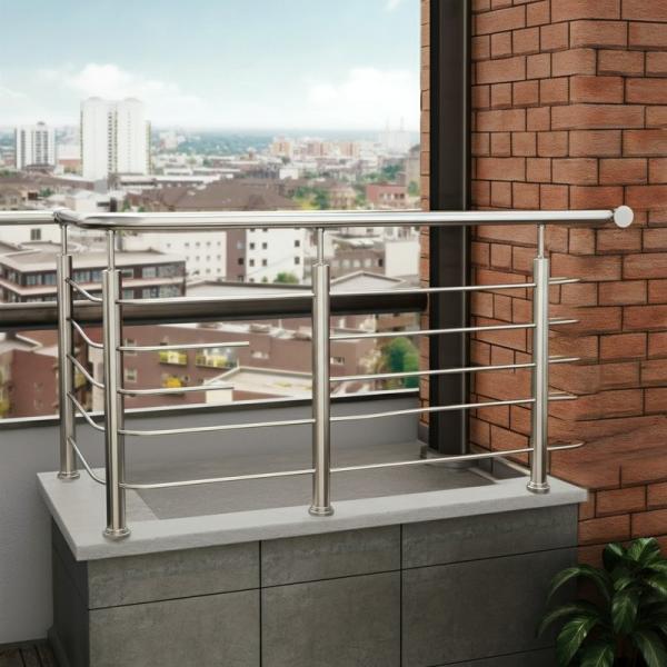 Modern Brushed Stainless Steel Handrails for Outdoor Balconies