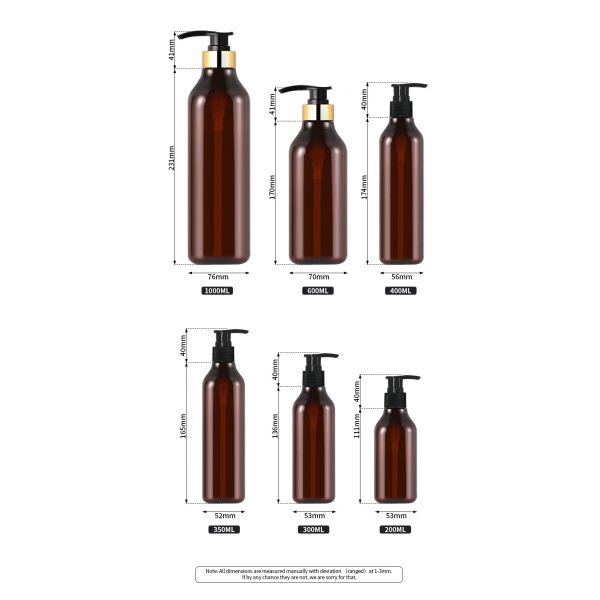 Luxury amber 200ml 300ml 400ml 1000ml Boston body lotion cosmetic unique shampoo bottle gold top