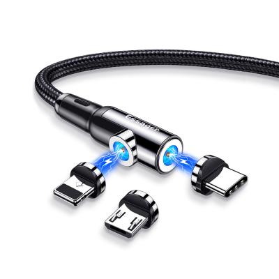 Type C Micro USB IOS LED 3 In 1 Magnetic Charger Cable With Two Head Charging
