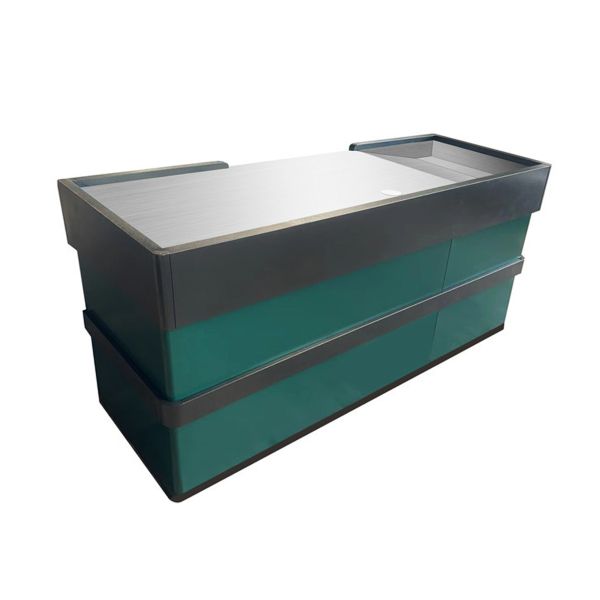 Modular Design Supermarket Checkout Counter with Ergonomic Height and Scratch Resistant Stainless Steel Top