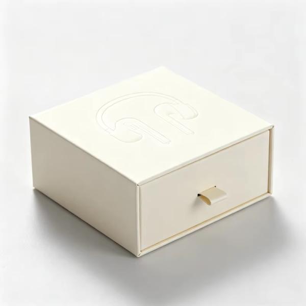 Wholesale Luxury Square Pattern Drawer Slide White Cardboard Gift Packaging Jewelry Box