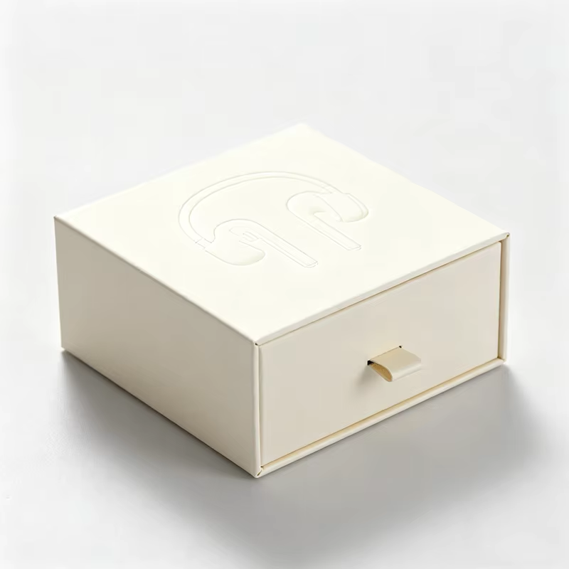 Wholesale Luxury Square Pattern Drawer Slide White Cardboard Gift Packaging Jewelry Box