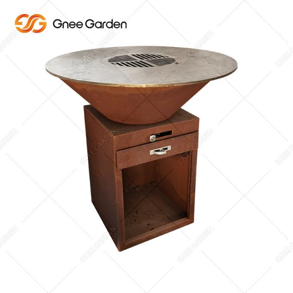 Wood Burning Corten Steel Bbq Grills For Outdoor Rust Brasero Barbecue Party