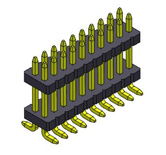 Da pilha dupla da fileira de Pin Header Connector 1.27mm Serise tipo reto de SMT com Pegs 2*3 PIN To 2*40PIN SQ0.40mm