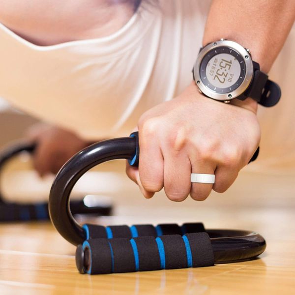 Anniversary Men's Silicone Rings 8mm Wide 2.5mm Thick Rubber Bands Rectangular Pattern Breathable