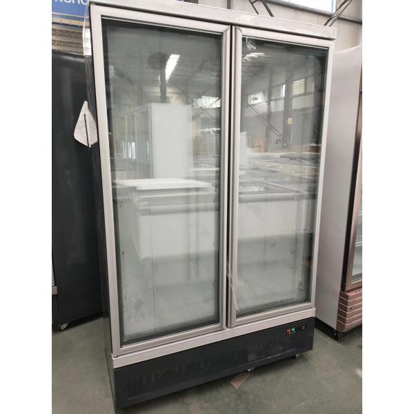 Double door glass door stainless steel air-cooled large capacity beverage cabinet
