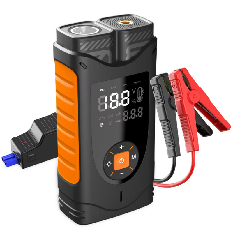 8000mah 10000mah 12000mah Portable Tire Inflators 12v Car Jump Starter Kit With Led Lights Battery Powered