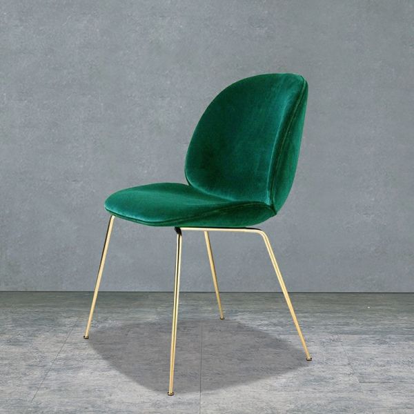 Hot Sale Metal Leg Dinning Chair Modern Restaurant Hall French Fabric Velvet Beetle Dining Chair