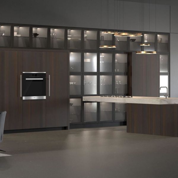 Meubles de cuisine de luxe en bois suspendu au mur maison personnalisée intelligente armoire de cuisine modulaire design moderne