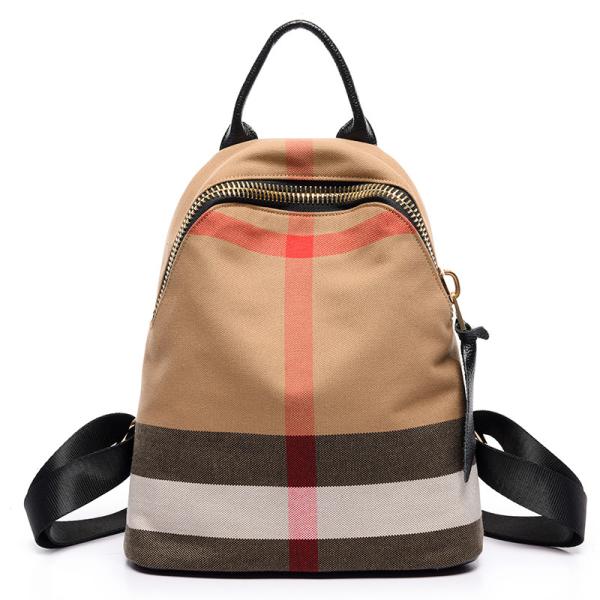 Women Leisure Backpack Style Plaid CanvasBackpack Mommy Bag School Feng Bag