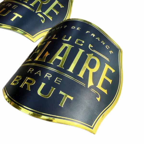 Arc Shaped Custom Aluminum Label Golden Aluminum Metal Tags Three Dimensional
