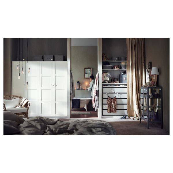 Modular MDF Bedroom Storage Cabinet Hotel Full Luxury Swing Door White Armoire Wardrobe