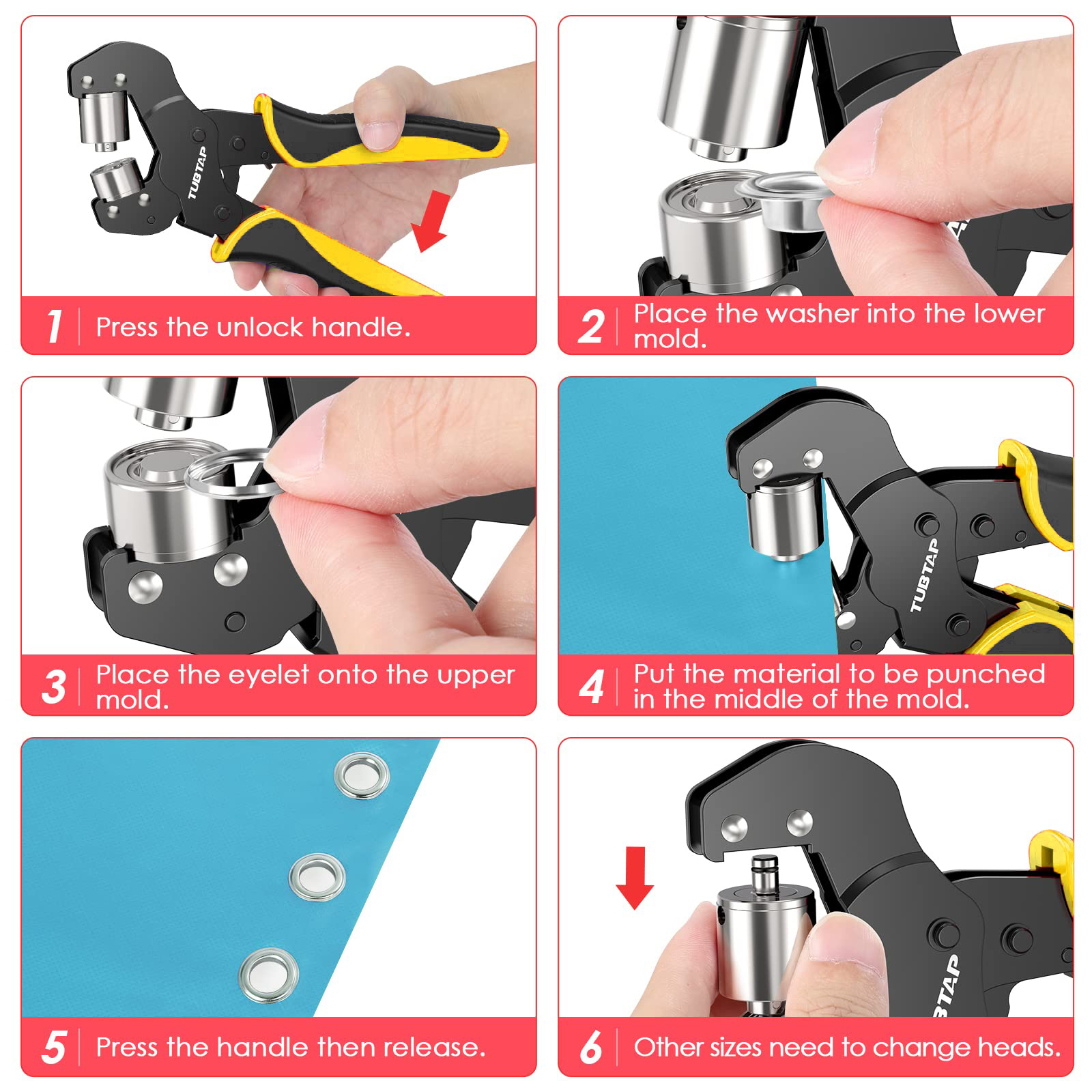 ISO Multipurpose Grommet Tool Kit Pliers Practical 500pcs Replacement Head