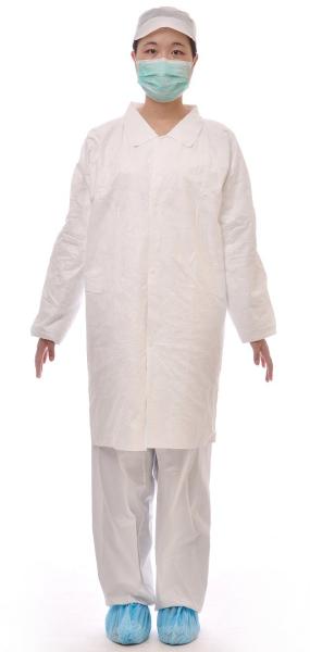Protecteur médical Tyvek Lab Coat jetable avec fermeture à glissière et menottes élastiques pour l'usage en usine
