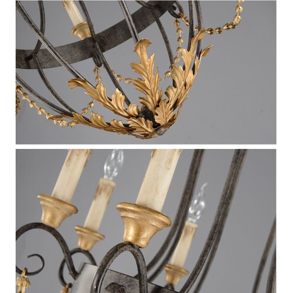 Antique french wrought iron chandelier for Indoor home hotel pendant lights (WH-CI-45)
