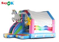 Chambre sautante de rebond gonflable de licorne du rose 4.9x3.9x3.3 pour l'enfant