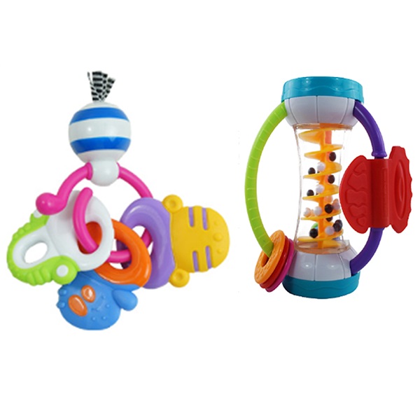 Food Grade Plastic Rattle Toys For Infants , Baby Teethers And Soothers