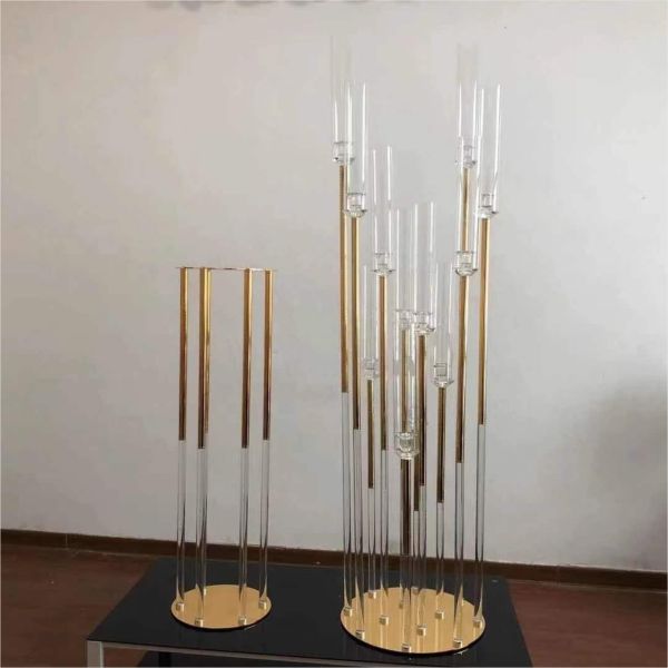 New Design Crystal Candelabra 12 Arms Tall Wedding Decoration Gold Wedding Centerpiece Candelabra