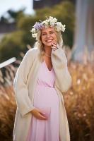 Vestido confortable de maternidad rosa ropa de dormir transpirable para amamantar