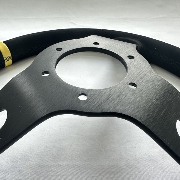 DELUXON 14Inch Racing Steering Wheel Suede 350mm Wheels Aluminum Frame PCD 6x70mm Deep 70mm Car/Game Universal
