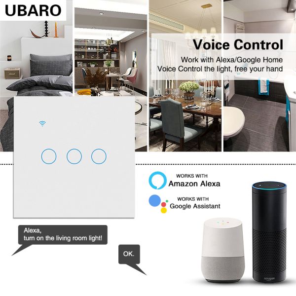 Интеллектуальные настенные Wi - Fi - переключатели типа 86 из черного закаленного стекла Tuya, совместимые с европейскими стандартами, работают с Alexa Voice