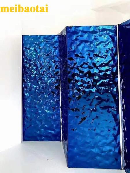 Ss304 201 Chapa de aço inoxidável Espelho azul Chapa ondulada de água Chapa de decoração