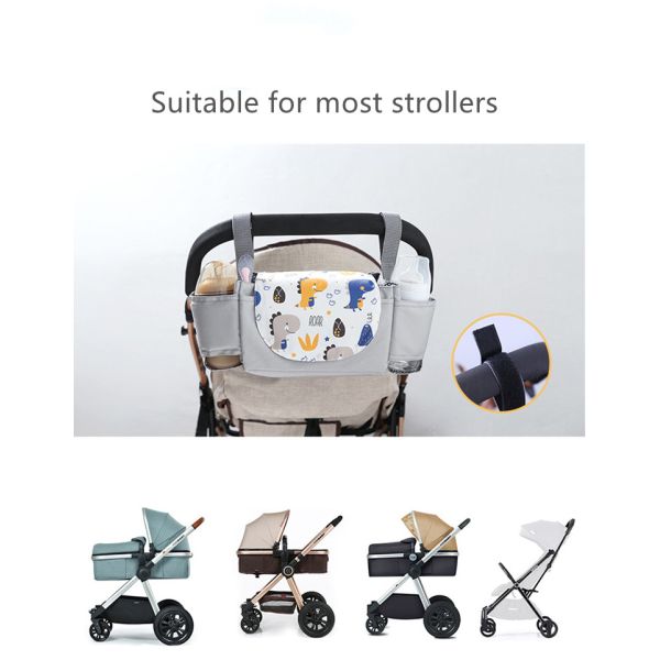 Practical Daily Diaper Bag Stroller Hanging Bag with Animal Prints and Large Storage