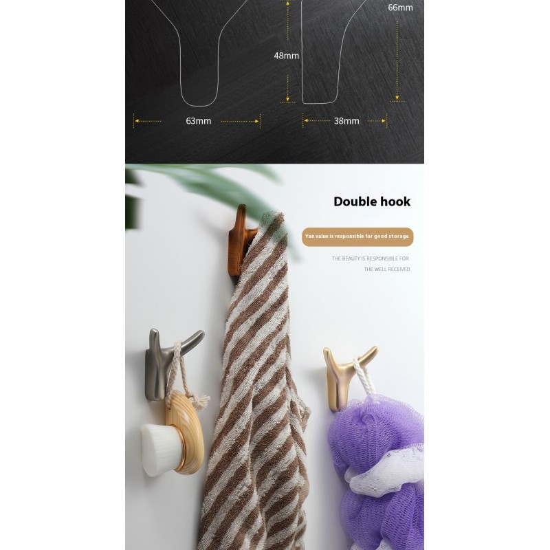 Nordic Modern Simple Cute Brass Robe Hook Multifunctional Metal Wall Hanging for Bedroom Bathroom & Kitchen
