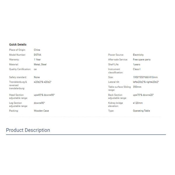 Electric Medical Hospital Beds Multifunction Surgical Operation Theatre Table 220V 50HZ