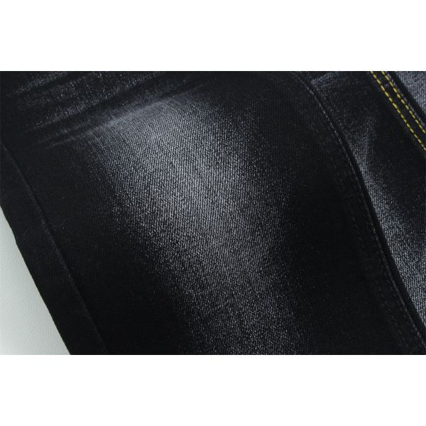 Black Black Cotton Polyester Rayon Spandex Denim Fabric For Jeans