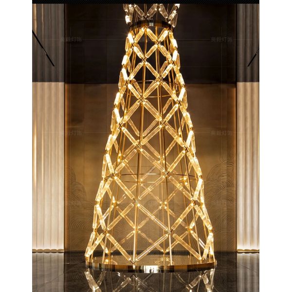 Постмодернный отель лобби люстра клуб ресторан креативное резные стеклянные башни декорация напольная лампа