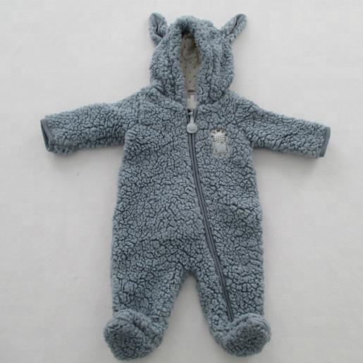 Polyester Knitted Baby Footed Rompers Newborn Girl Footies Hooded Footie Winter Warm